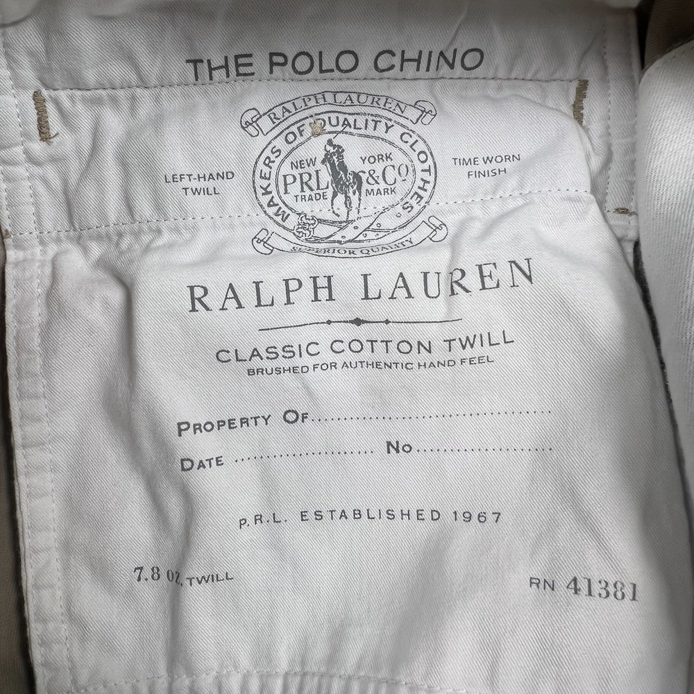 Polo Ralph Lauren Pants Men 34x31 Classic Fit The‎ Polo Chino Twill Khaki Pony - Picture 11 of 15